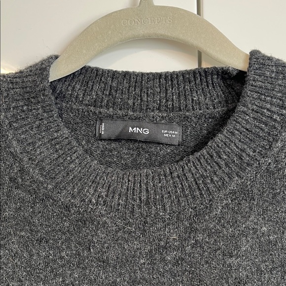 Mango Charcoal Grey Oversized Crewneck Wool Blend Sweater, Size M - Picture 2 of 11